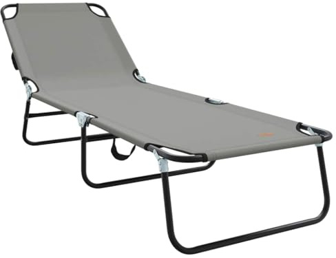QJBSAVVA Sdraio pieghevole grigio, 188 x 57 x 86,5 cm, sdraio da giardino regolabile in robusto poliestere e robusto telaio in acciaio, comodo lettino relax per giardino, terrazza e balcone
