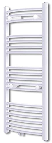 Ordellia Radiatore da Bagno Portasciugamani Curvo Bianco in Acciaio 600x1160mm 18 Tubi 565W Radiatore ad Acqua Calda con Laterali e Attacco Centrale per Bagno e Asciugatura Rapida