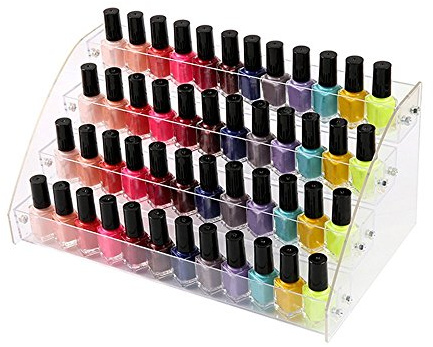 4 Tiers Makeup Holder Tiered Acrylic Organizer for Lipstick Nail Polishes Eye Shadow Toy Collection Dresser Reagent Container Retail E ssential Oils Liquids Paint Oil Bottle Display Rack Stand Station
