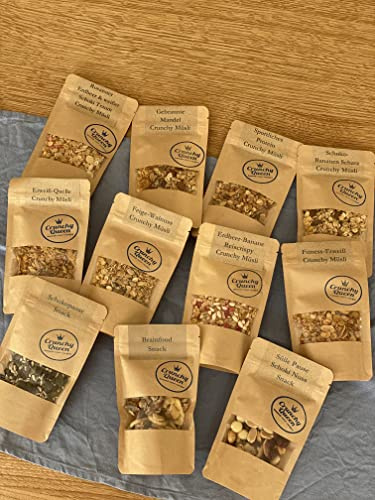 Crunchy Queen Granola Knuspermüsli & Snack Probierpaket 11x 80g | Sparpaket | Handgemacht | Crunchy Topping für Smoothiebowl & Müsli | Müsli ohne Zucker | 100% natürlich