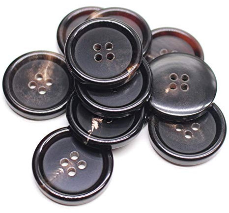 YaHoGa 10 Stück 25mm Braune Knöpfe ECHT Horn Knöpfe für anzüge jacken mäntel uniform (Braune)