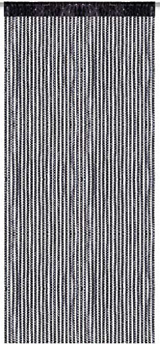 Arsvita Schwarzer Fadenvorhang in 140x250 cm (BxL) Metall-Optik, in viele Farben erhältlich
