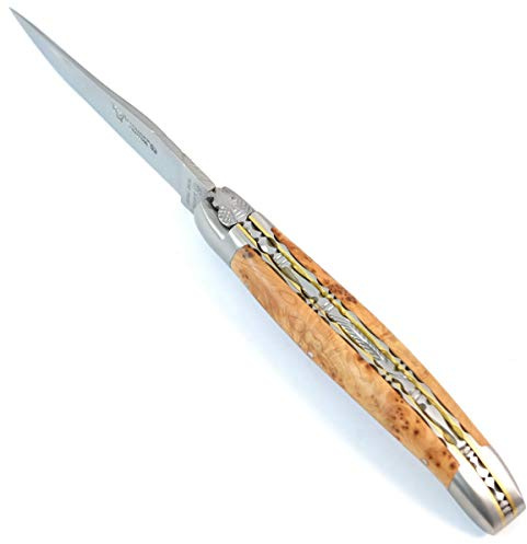 LAGUIOLE en Aubrac Taschenmesser Wacholder Doppelplatinen Stahl/Messing 12C27 Stahl