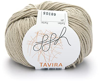ggh Tavira - 100% Baumwolle - Lauflänge 80m auf 50g - Nadelstärke 4-5 - Wolle zum Stricken oder Häkeln geeignet - Farbe 021 - Sand