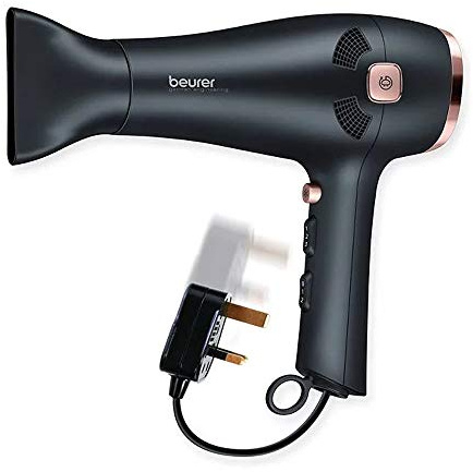 Beurer Style Pro HC55 hårtork med kabelåterspolning, 2000-watt hårtork med integrerad jonfunktion, smalt munstycksfäste och volymdiffusorfäste, 3 värmeinställningar, 2 hastighetsinställningar