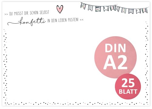 younikat Schreibtischunterlage Konfetti - Papier DIN A2 - dv729 | aus Papier zum Abreißen, für Notizen, als Malunterlage, mit Spruch Statement Motivation, 80 g/m² Offset-Papier
