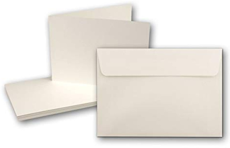 50x DIN A6 Faltkarten SET- Naturweiß - Doppelkarten querdoppelt inkl. Umschlag mit Haftklebung - 10,5 x 14,8 cm - DIN A6 / C6