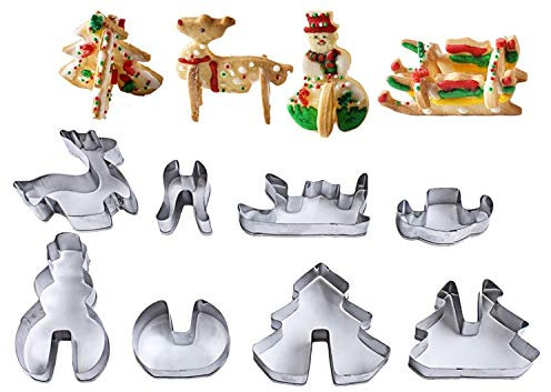 Ultranic Moldes De Galletas De Navidad, Cortadores De Galletas Cortapastas con Expulsor Herramientas para Hornear para Pastel, Cookie, Fondant, Reposteria Y Tarta para Niños Hogar (8pcs)