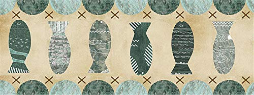 Dostear TapetenbordüRe Selbstklebende BordüRe Wand Wohnzimmer Tapeten Fliesenaufkleber Bad Dekoband Selbstklebend Grüner Fisch 11 X 300cm