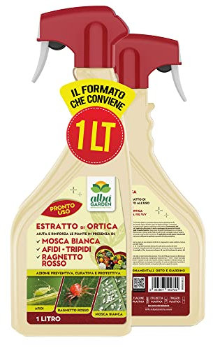 Albagarden - Insetticida Piante Naturale x 1 Litro A Base Di Estratto Di Ortica Biologico - Contro Cocciniglia Afidi Ragnetto Rosso Pidocchi - Spray