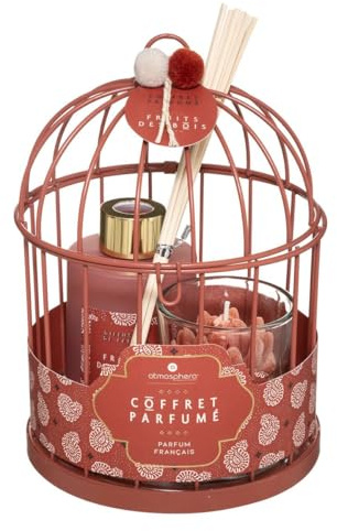 Coffret Senteur Wonderly Cage en métal Diffuseur de Parfum avec bâtonnets et Bougie - Atmosphera