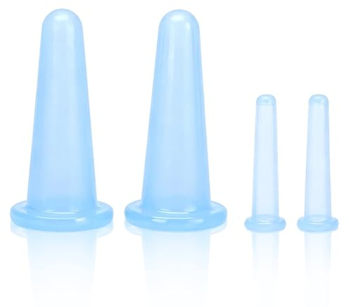 Facial Cupping Set, Silikon Schröpfgläser für Gesicht und Körper, 4-teiliges Set mit 2 großen und 2 kleinen Tassen, für Lymphdrainage und Schmerzlinderung, Ideal für zu Hause oder im Spa