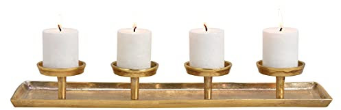 Kerzenhalter Adventskranz länglich L: 57 cm aus Metall Gold - Adventsgesteck, Weihnachtsdeko, Adventsdeko, Advent, Weihnachten