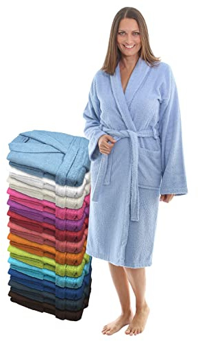 LEBENGOOD Albornoz Mujer 100% Algodón OEKO-TEX, Toalla Rizo Americano 450 gsm, Albornoces Juveniles, Ducha, Piscina, Bata Baño, Unisex,Hombre, Tallas S M L XL XXL 3XL (S, Celeste)