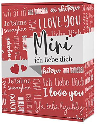 Herz & Heim® Geschenkbox Ich liebe Dich in verschiedenen Sprachen/personalisiert mit Namen 35,5 cm x 10 cm x 28 cm (B/H/T)