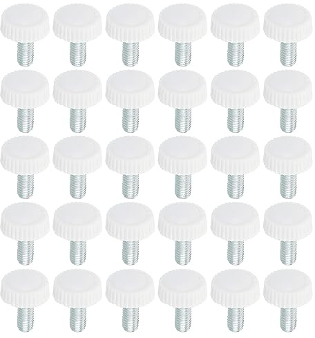 PATIKIL M5x12mm Estriado Mariposa Tornillos 30 Uds Macho Rosca Redondo Sujeción Tornillos Perillas Mano Agarre Pernos Montaje Sujetadores para Iluminación Muebles Herraje Blanco