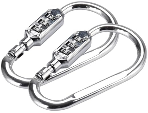 3-Digit Combination Padlock Carabiner Buckle Clip - Luggage Code Lock Carabiner Keychain for Backpack Travel Outdoor (Silver(Large)/2Pc)