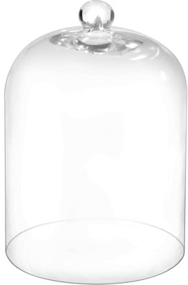 14 Tall Large Handmade Thick And Sturdy Glass Cloche Dia 9.8 H 13.7, Thick & Sturdy, For Terrarium, Trinkets, Figurines, LED Light String. Cloche Glass Dome, Bell Jar Display (1, 9.8x13.7)