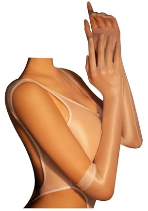 Agoky Damen Handschuhe Ellenbogen Lange Abendhandschuhe Party-Handschuhe Ultradünne Handschuhe Karneval Party Kostüm Zubehör Accessoires Weiß M