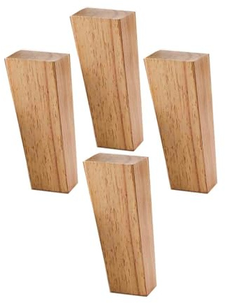 SGSKEIEY 4Pcs Wooden Furniture Legs, Square Tapered Solid Replacement Furniture Armchair Cabinet Feet Mounting Plate & Screws for Sofa Couch Chair Recliner (15cm,Tilt leg)