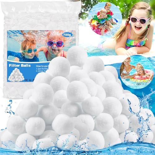 MULEVIP Filterbälle Pool,700g Filterbälle Filterbälle Pool Filterbälle für Sandfilteranlagen,Ersetzen 25 kg Filtersand für sandfilteranlagen, Schwimmbad, Filterpumpe, Aquarium Sandfilter