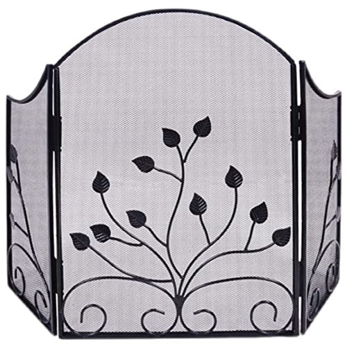 Fire Guard Tree of Life 3 Panel Black Fire Guard Indoor Safety Spark Fence for Electric Fireplace Space Heater/Log Wood Burner/Stove Maneuverable