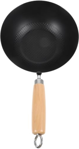Cabilock Small Iron Pot Japanese Style Mini Wok 8 Inch Flat Bottom Cast Iron Pan for Single Serving Cooking Compatible with Induction Gas Electric Stoves