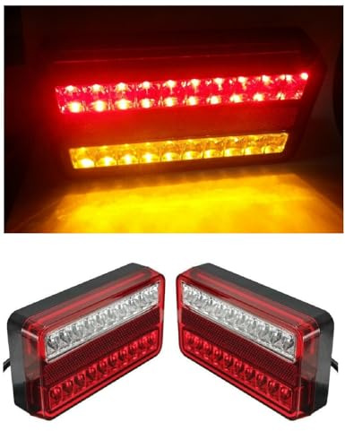 Paire de 12V LED Feux Arrière Multifonctions Universels Pour Camion Remorque Caravane 4 Fonctions Feu de Position Stop Clignotant Catadioptre