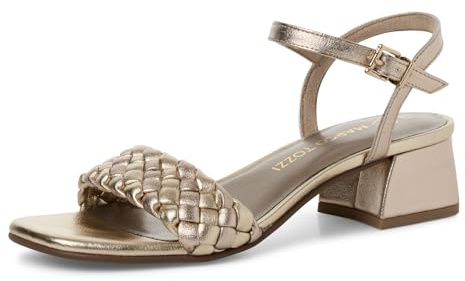 MARCO TOZZI Damen Sandalen mit Absatz Elegant Kleiner Absatz, Gold (Platinum Comb), 38 EU