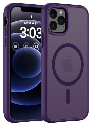 ORDA für iPhone 12 Pro Max Hülle, Kompatibel mit MagSafe, Lila | Durchscheinend Rückseite, Matt Magnetische Handyhülle, Stoßfest Kratzfeste Schutzhülle