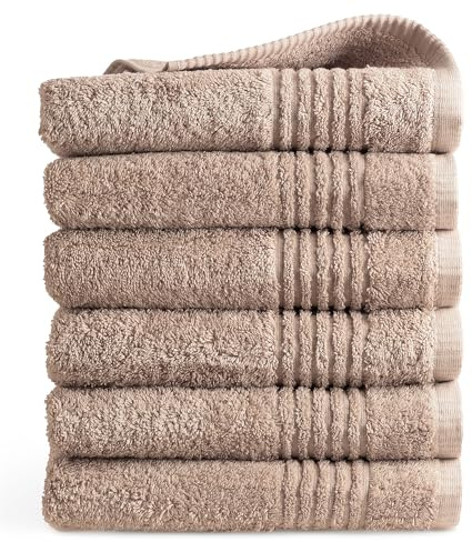 PHLOX Handtuch Set 50 x 100 cm – (6 Stück) 100% Baumwolle Badehandtücher – Oeko-Tex Made in Green Zertifiziert | 600 g/qm | Weiche & Saugfähige Badetücher Set – Premium Qualität - Sand