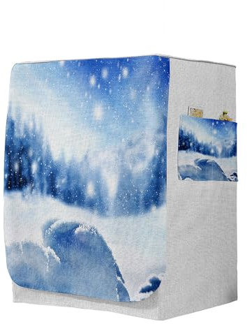 Highdi 3D Housse de Protection pour Machine à Laver, Chargement Frontal Housse à La Poussière avec Ouverture Frontale (Capacité S 6~7,5kg,Hiver 7)