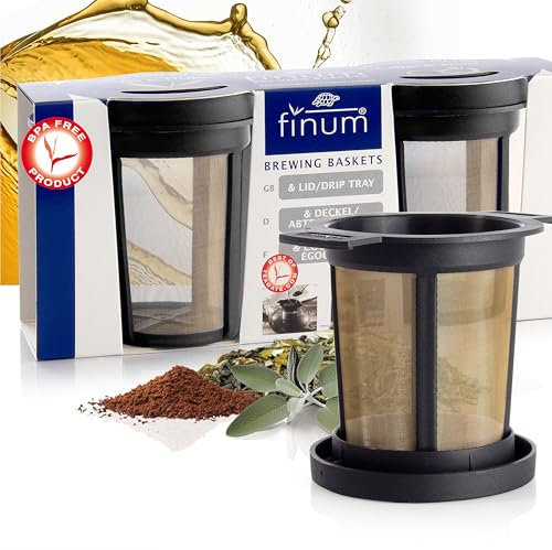 finum® 2x BREWING BASKET (M) Schwarz- Dauerfilter für Tee & Kaffee, Teefilter, Tassenfilter, Gewürzfilter, Tee-Filter, Kräutersieb, BPA-frei, rostfreies Edelstahlgewebe, Schwarz (24)
