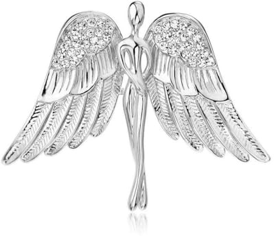 ViVDuo Kristall-Brosche mit fliegenden Flügeln, Schutzengel-Brosche, Anstecknadel, Anstecknadel, Modeschmuck für Damen