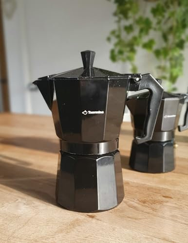 6 Cup Moka Pot, Hob Top coffee pot, camping coffee maker, black enamel finish, Fast delivery promised
