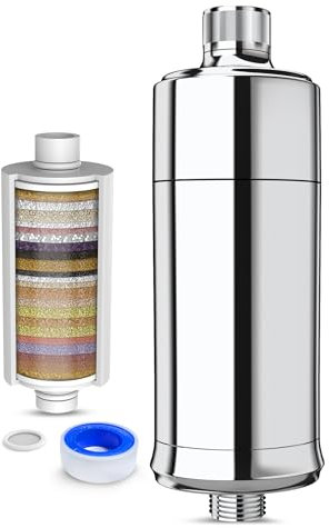 MEKO 32 Stage Shower Filter with 1 Extra Filter Cartridge, 20,000 litres Filtration Capacity, Replaceable Shower Water Filter for 99% Reduces Chlorine, fits Most Standard Hoses