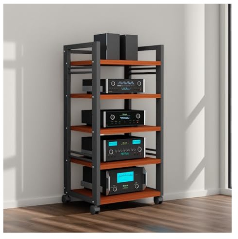 mueble equipo hifi Soporte For Medios AV Estante For Componentes De Audio, Gabinete For Tocadiscos Estéreo De Madera Con Esquina For Cine En Casa Con Estantes Abiertos For Sala De Estar, Organizador D