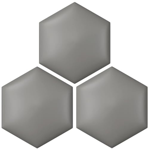 Wzmazingly 3D Wandpaneele Gepolstert, Packung mit 2/3/4, Wanddekoration Selbstklebend Hexagon Kollisionsschutz Kopfteil Wandkissen für Kinderzimmer, Wohnzimmer(Dark Gray,30x34.5cm-3pcs)
