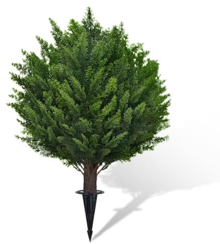45cm Künstliche Zypresse Formschnitt Kugelbäume mit Erdspieß, Buchsbaumkugel KüNstlich, Koniferen, Kunstbaum Outdoor, Buxbaumkugel KüNstlich, für den Außenbereich für Front Veranda Garten
