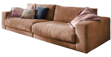 KAWOLA Big Sofa Madeline 3-Sitzer - Couch XXL, Megasofa in Cord Rost, Modernes Lounge Design Sofa für Wohnzimmer