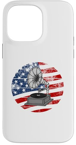 Grammofono USA Flag Musicista amante della musica, 4 luglio Custodia per iPhone 14 Pro Max