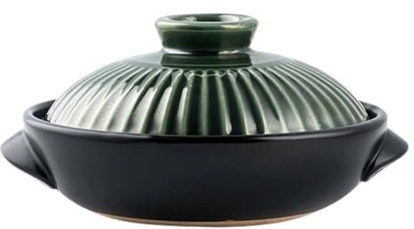 Cacerola Cazuela De Cerámica Olla De Sopa Arroz Al Vapor Y Olla Resistente Al Calor Claypot Arroz Claypot De Gas(Green 1.4 L)