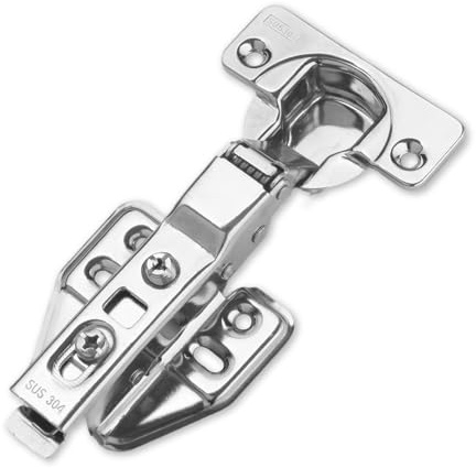 Soft-Close Hinges Stainless Steel, Cabinet & Furniture Hinges, Door Hinges for Wooden Doors, 35mm Standard Size Cup Hinge, for Wardrobe/Cupboard Doors – Removable(Half Overlay, 4pcs)