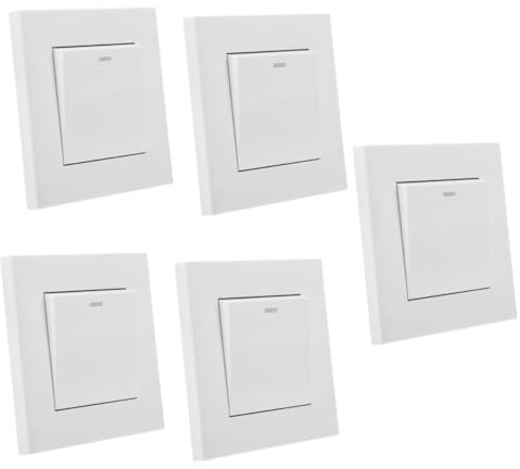 HOMSFOU 5 Pezzi Pannello Interruttori Per Parete Interruttore Luce Alto Moderno Doppio Pannello Interruttore Luci Interruttori Della Luce Bronzo Fosforoso Di Stagno Bianca