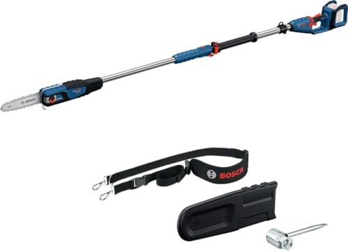 Bosch Professional 18V System Hochentaster GKE 18V-25 TP (130 Schnitte pro Akku-Ladung, 2,9-m-Teleskopstange, bürstenloser Motor, inkl. Schwertschutz 25 cm, Schraubenschlüssel, Schultergurt, o. Akku)