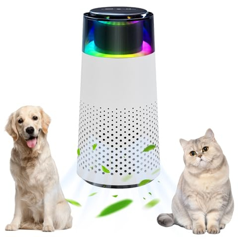 Air Purifier, Portable Room Air Purifier with Night Light Function AirPurifiers Pet Hair for Pets Bedroom Living Room Eliminates Cat Odors On Autopilot
