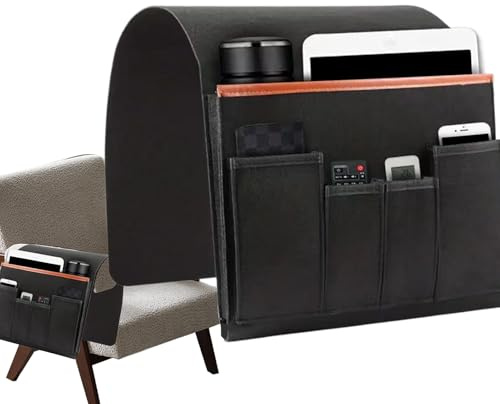 Soporte para mandos a distancia: organizador de sofá de fieltro antideslizante, bolsa de almacenamiento multifuncional para reposabrazos | Funda para reposabrazos de sofá, accesorios para estudio en c