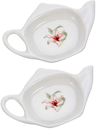 Ipetboom 2pcs Delicate Ceramic Tea Bag Saucer Tea Bag Holder for Home Office Coaster Tray for Loose Storage for Afternoon Serving Tray