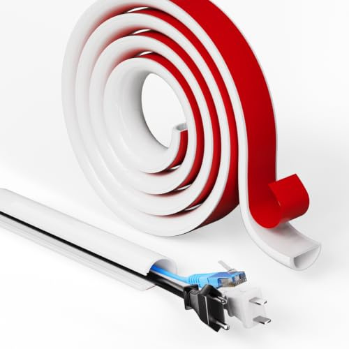 1m Flexibler Silikon Kabelkanal Weiß Selbstklebend für 2-3 Kabel,27x15mm | Kabelabdeckung zum Verstecken von Kabeln an Wand,TV,Decke,Boden und Fußleisten,Einfache Montage