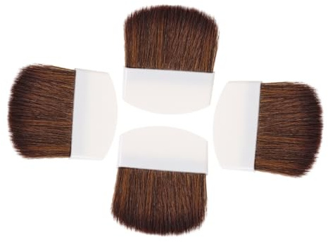 LRXIYODE 4 piezas Brochas de Maquillaje Pequeñas para Mujer de Pinceles Planos para Polvo Rubor y Iluminador Cerdas Suaves y Mango Cómodo para Aplicación Precisa y Portátil